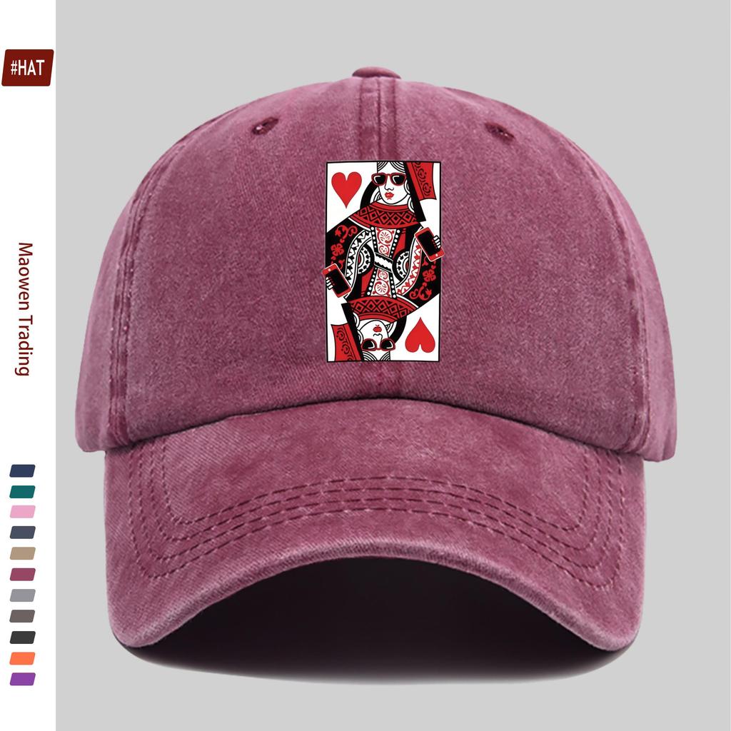Pc Queen of Hearts Print Baseball Cap Fashionable Casual Printed Design Golf Hat Home Leisure Decorative Hat Comfortable and