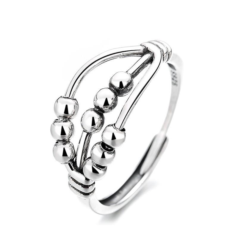 

Elegant Adjustable Open Bead Ring With Three Layer Cross Design For Women J4202