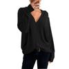 Einfacher Stil Damen Frühling Herbst Einfarbig T-Shirt Lockeres V-Ausschnitt Casual Top