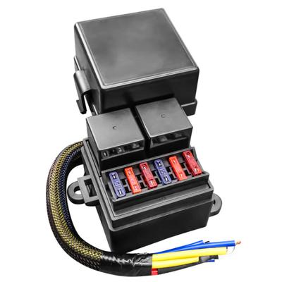 Vorverdrahteter Sicherungsrelaiskasten mit 2 Stück 4-Pin 80A Relais und 6 Sicherungen für 12V Auto LKW Boot Wohnmobil Automobil Marine