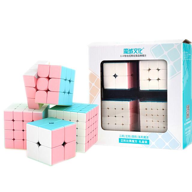 

Новый цвет, набор скоростных кубиков, 4 шт., Moyu MofangJiaoshi 2x2, 3x3, 4x4, 5x5 Meilong Magic Cube, подарочная упаковка, детские развивающие игрушки