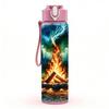 1PC Mountain Campfire Night Scenery Print 750ml Color Plastic Sports Water Bottle Leakproof Flip Straw Lid Suitable for Sports Office Home Use