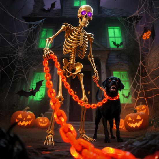 Batteridrevne LED-lys med plastkjede for Halloween-rekvisitter, kjedelys for Halloween-fest, cosplay-tilbehør