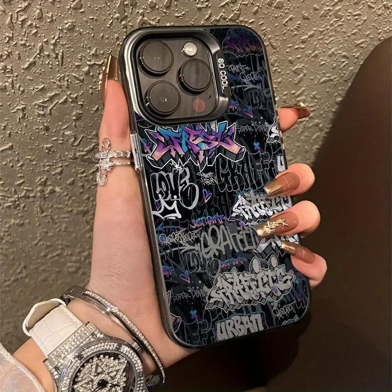 Pink Street Graffiti Hip Hop Pattern Design Protective Cover for iPhone 17 16 15 14 13 12 11 16E Series Pro Max Plus