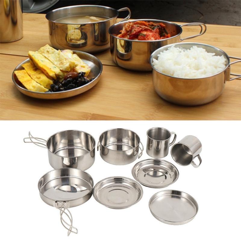 8er-Pack Kompakte Outdoor-Kochgeschirr-Trainings-Wiederverwendbare Taktische Töpfe für Rucksackreisen