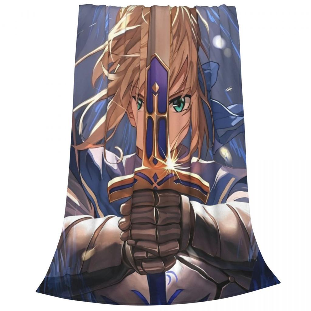 Fate Saber Anime Blankets Fleece Stay Night Japan Game Warm Throw Blanket for Car Sofa Couch Bedspread