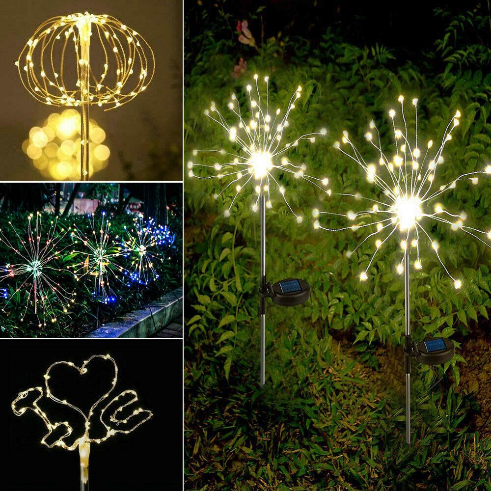 1~4PCS LED Solar Power Firework Lights Garden Decoration Fairy Lamp Waterproof Outdoor Dandelion Lawn Light Patio Garden Decor