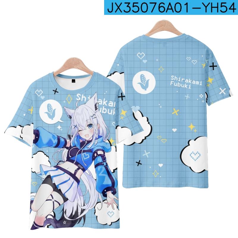Hololive VTuber Nakiri Ayame Shirakami Fubuki T-shirts 3D Print Kid Anime Tee Men Women Short sleeve Top Harajuku O-Neck T shirt