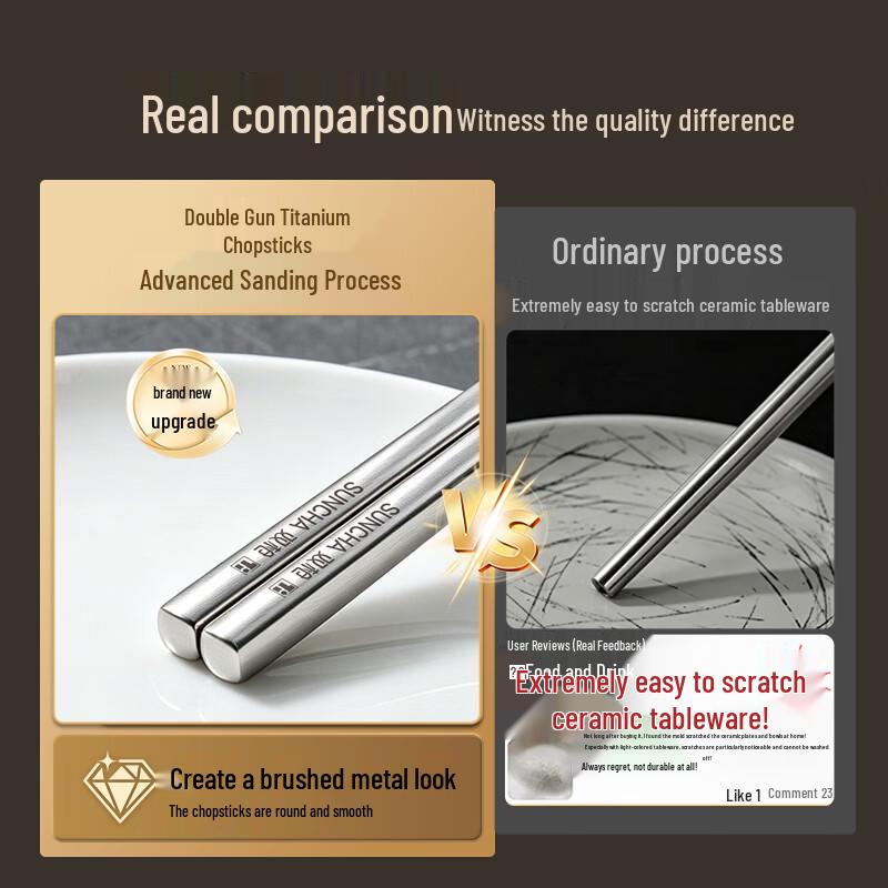 Suncha 100% Pure Titanium Chopsticks (5 Pairs)