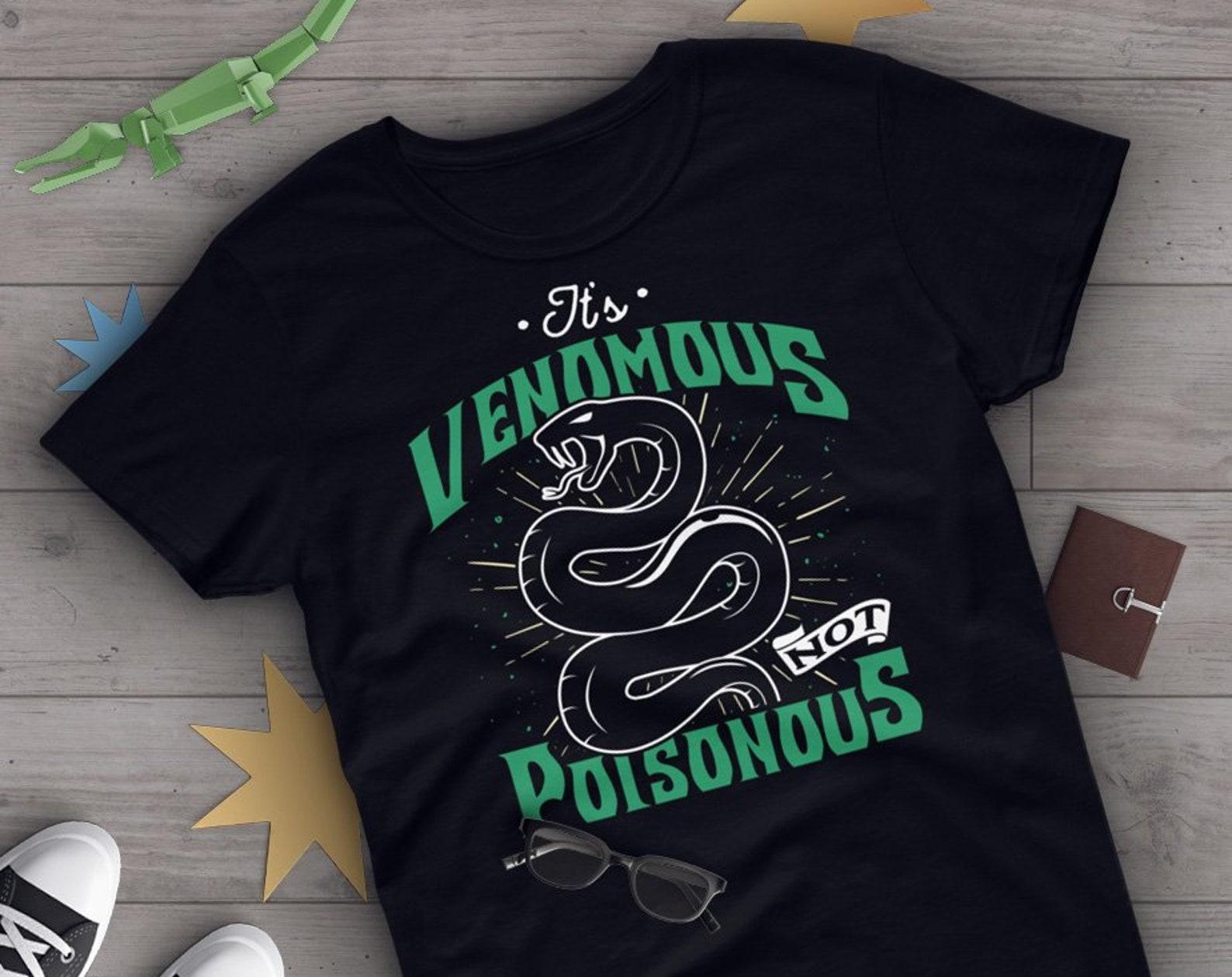 Funny Snake Shirt, Tshirt, Snake Lover Gift, Funny Reptile T-Shirt, Venomous Not Poisonous Graphic Tee, Python Tops, Blue, Navy 140