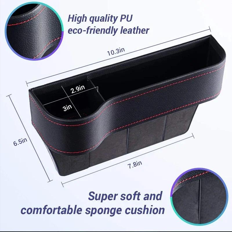 Leather Car Seat Gap Organizer Multifunctional Storage Box Pocket Catcher Cup Phone Bottle Holder Auto Interior Accessories