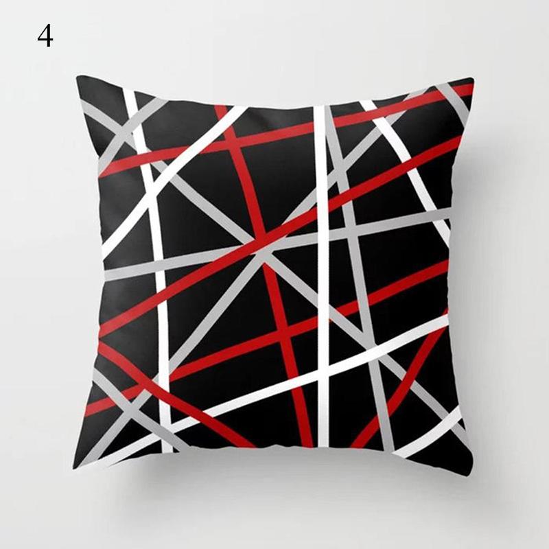 Home Decor Black Red Pillowcase Geometric Pattern Pillowcase Living Room Sofa Decor Cushion Covers Car