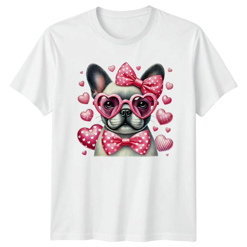 French Bulldog Puppy Wearing Heart Unisexs TShirt Frenchie S
