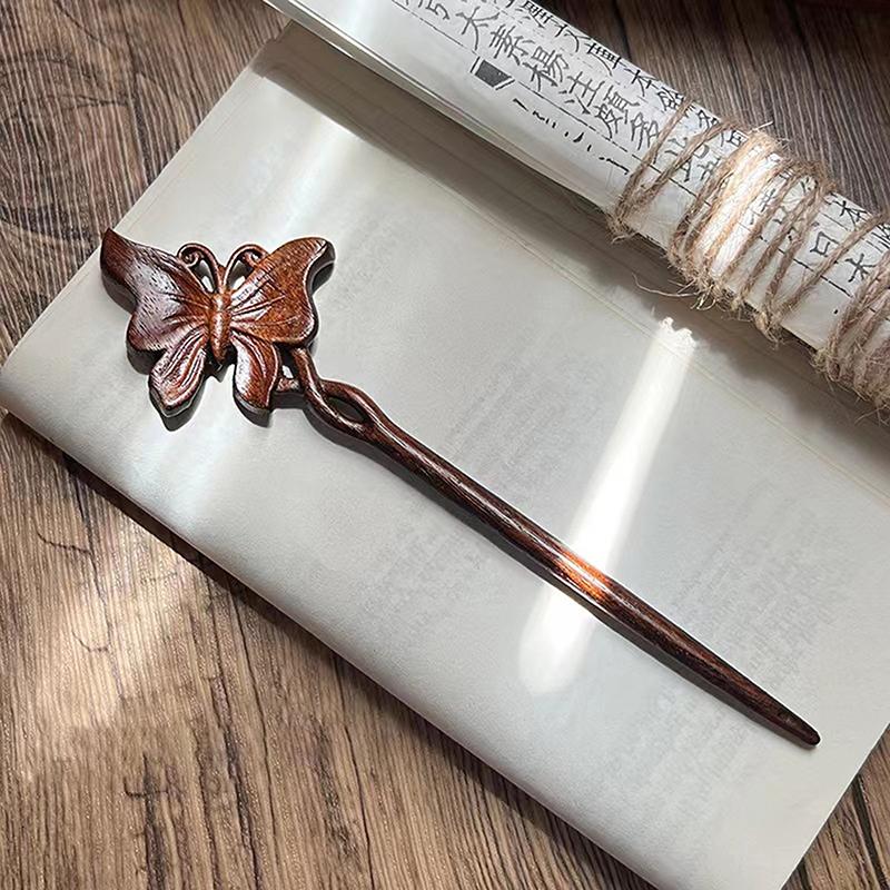 Chińskie sandałowe patyczki do włosów widelce styl retro ręcznie rzeźbione spinki do włosów kwiat zwierzę wzory styl pałeczek kobiety