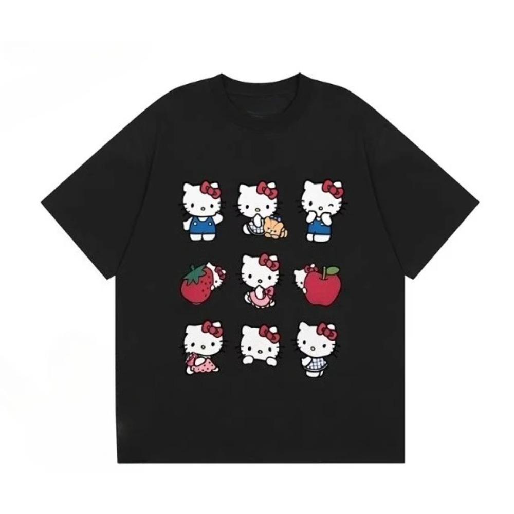 Miniso 2026 Hello Kitty Printed Loose and Casual Cute Fashionable Round-neck Short-sleeve Versatile Top Women Girls T-shirt