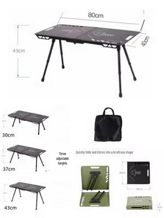 Black Folding Portable Tactical Outdoor Camping Table - Lightweight & Multifunctional for Picnic & More