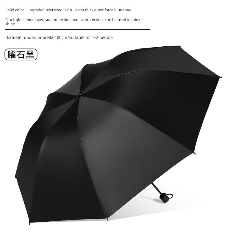 Large Thickened Windproof Reinforced Umbrella for Heavy Rain with Logo, Foldable Dual-Use Black Coating for Sun Protection and Uv Protection