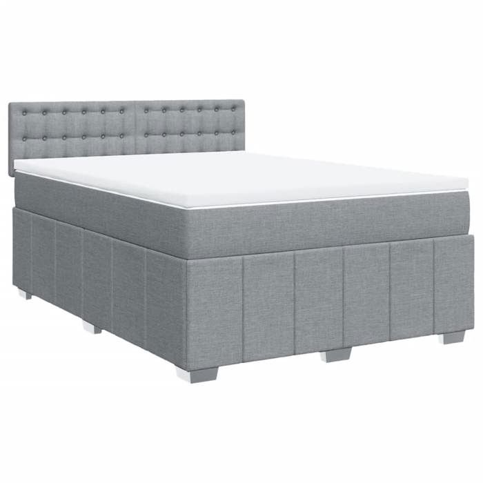 VidaXL Slat Bed Base with Mattress Light Grey 160x200cm Fabric 3289433