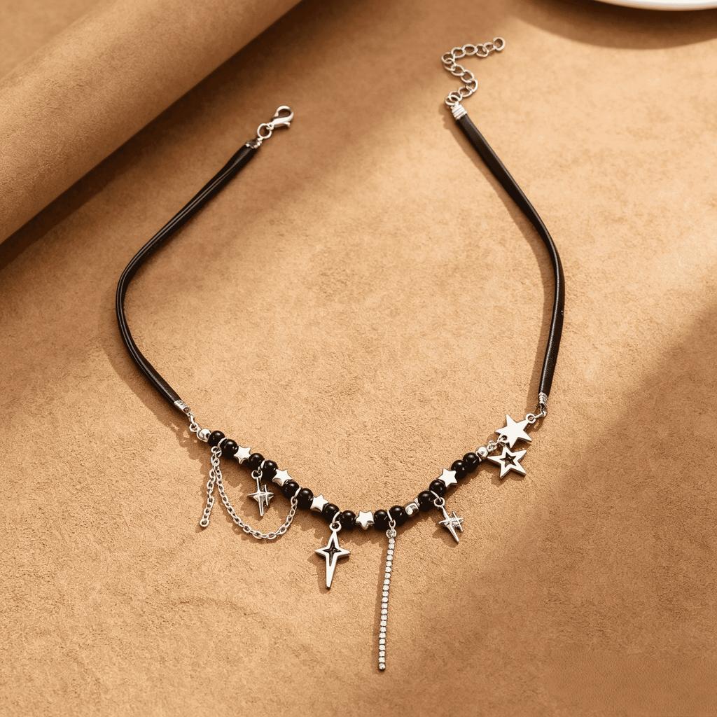 Sweet Cool Punk Star Spark Tassel Fringe Clavicle Chain Women European Cross-border Niche Daily Street Party Neck Accessory Gift