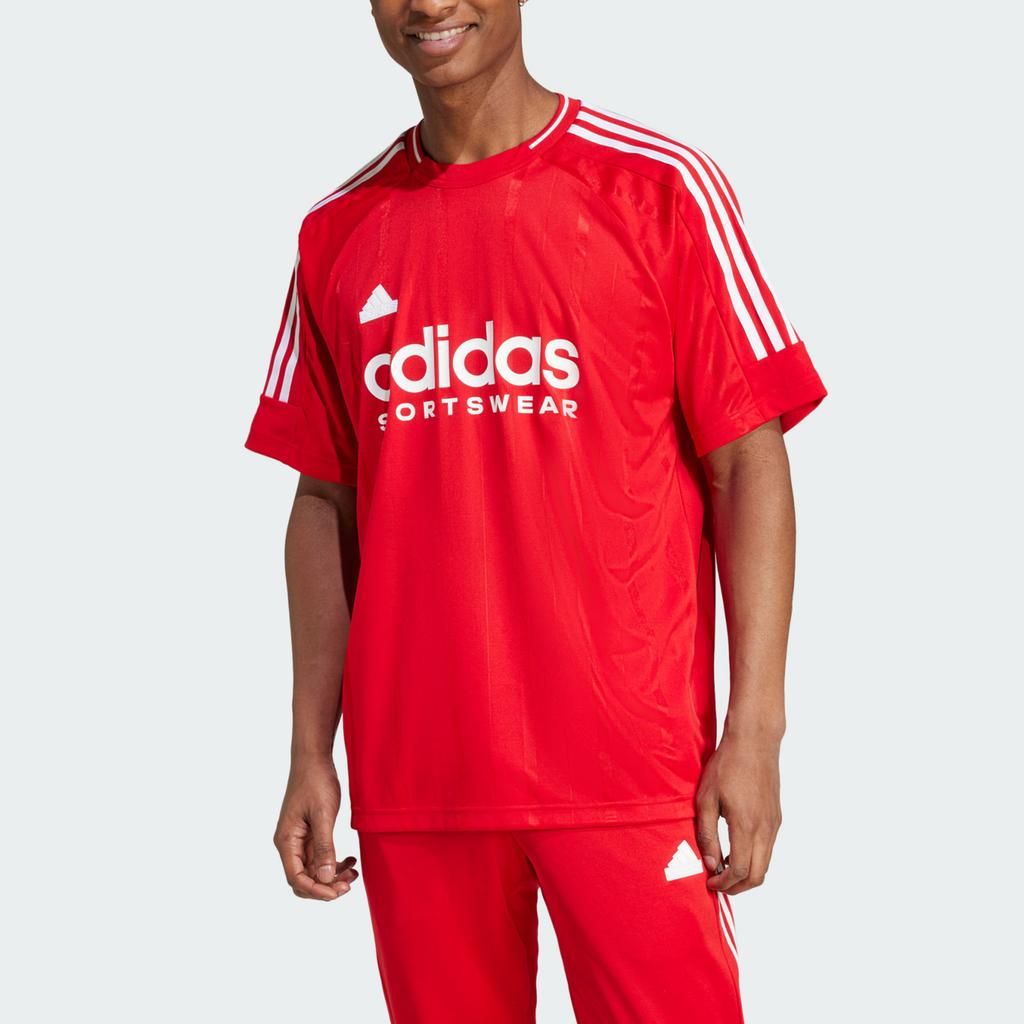 Adidas Round Neck Fitted Pullover With Letter Logo Print Short Sleeve T-Shirt Men Tops Light-Crimson White IY4499