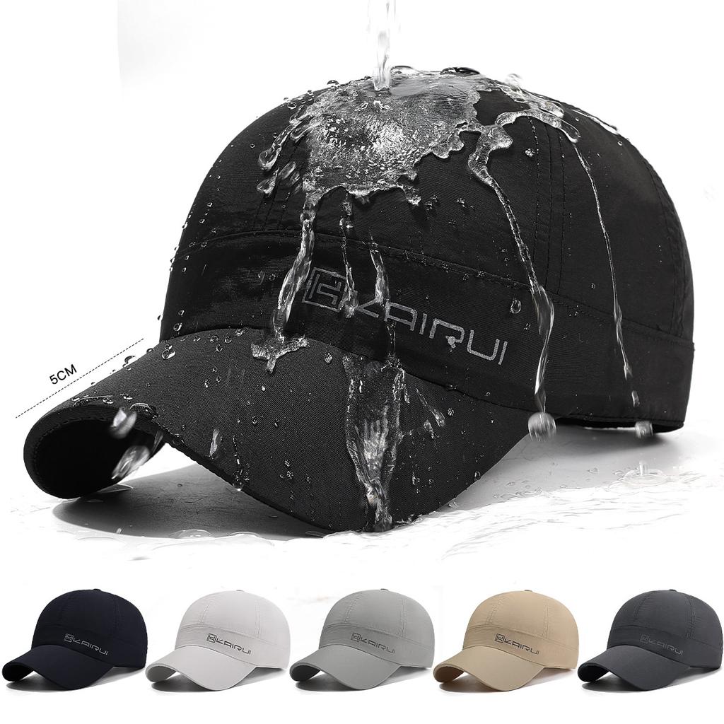 Quick-Dry Short-Brim Waterproof Baseball Cap Embroidered Carry Sunshade Hat Stylish Simple Duckbill Cap