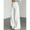 Women's Fall/Winter High-Waisted Casual Wide-Leg Solid-Color Work Pants