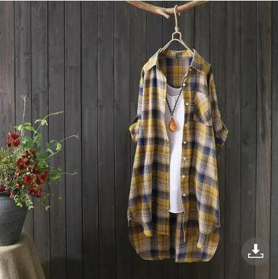 

Женская литературная клетчатая рубашка средней длины, весна/осень 2025, с длинным рукавом, универсальная свободная посадка 3XL