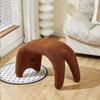 Plush Dressing Chair Armless Shoe Changing Stool Cat-Themed Entryway Stool  Bedroom
