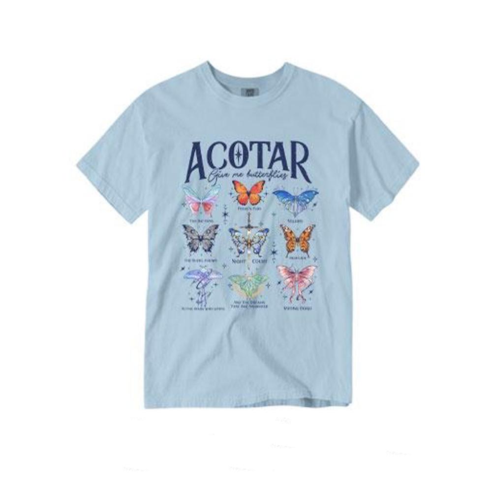 Damen Casual Acotar Schmetterlinge Komfort Unisex T-Shirt Für Fan Fantasy Lustig Acotar Gib Mir Schmetterlinge Outfit Buch T-Shirt Streetwear