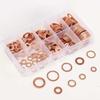 200pcs Copper Washer Gasket Nut and Bolt Set Flat Ring Seal Assortment Kit with Box M5 M14 Electrical Woodworking