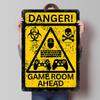 Gamer Room Danger Sign Tinplate Poster Customized Wall Art Vintage Retro Metal Signs for Aesthetic Decoration At Home Man Cave