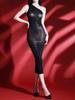 Sexy Sleeveless Single Shoulder Elegant Long Dresses For Women Oil Shiny Glossy Sheer Transparent Bodycon Skinny Wrap Hip Dress