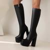 Ins Marke Damen Punk Style Herbst Winter Ultra High Heels Klobige Party Schuhe Damen Dicke Plateau Lange Kniehohe Stiefel 34-43