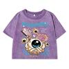 Moisturizing The Eyeballs Print Female Washed Short Tshirt Breathable Summer T Shirt  Top Streetwear Tshirts Women