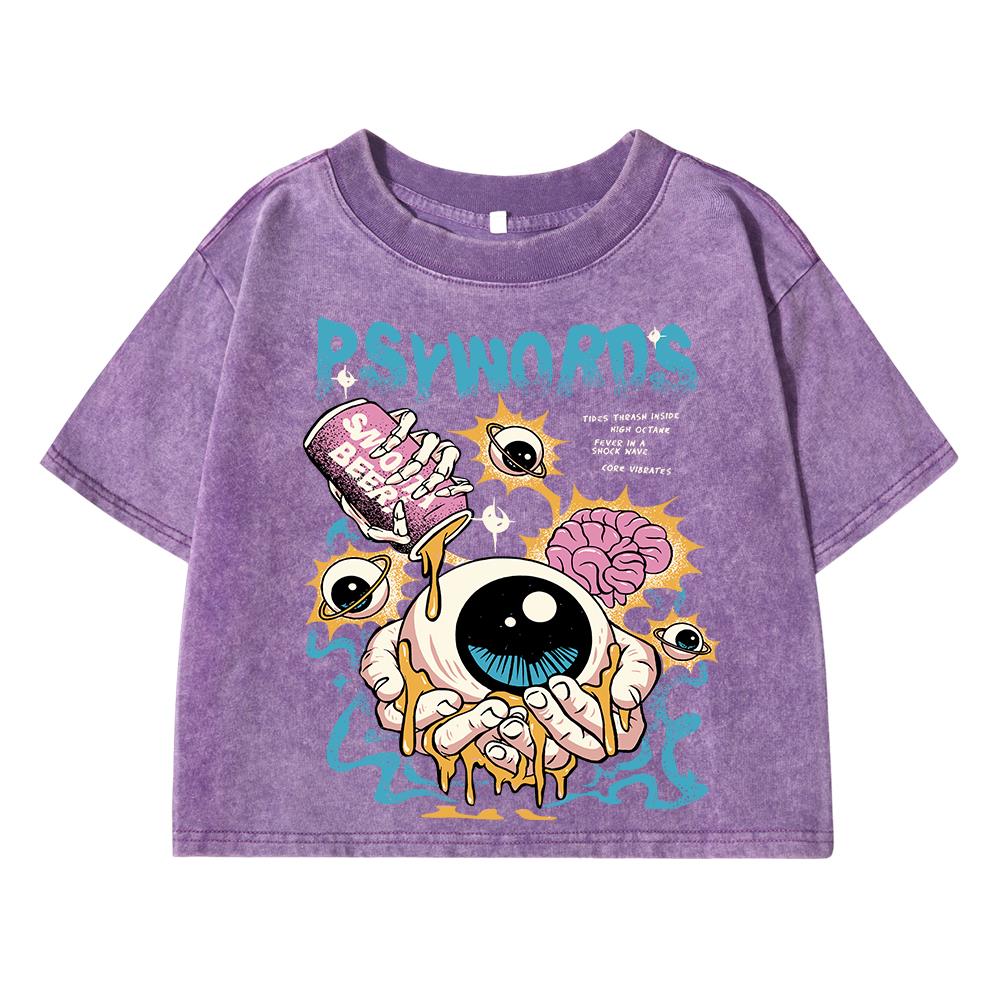 Moisturizing The Eyeballs Print Female Washed Short Tshirt Breathable Summer T Shirt  Top Streetwear Tshirts Women