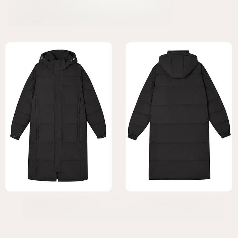 Luxury high-end winter long over-the-knee solid color loose thick windproof down jacket for men and women couples