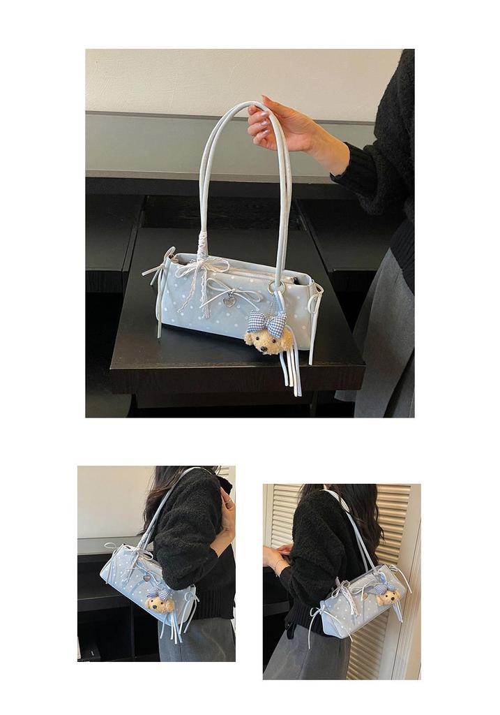 2026 Trendy Women's Polka Dot Bow Single-Shoulder Baguette Bag