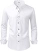 Camisa Social Masculina de Manga Longa Elástica Não Amassa - Cor Sólida