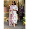 Floral Printed Aline Kurti Pant Dupatta Set Indian Women' Ethnic Kurta Set Dress