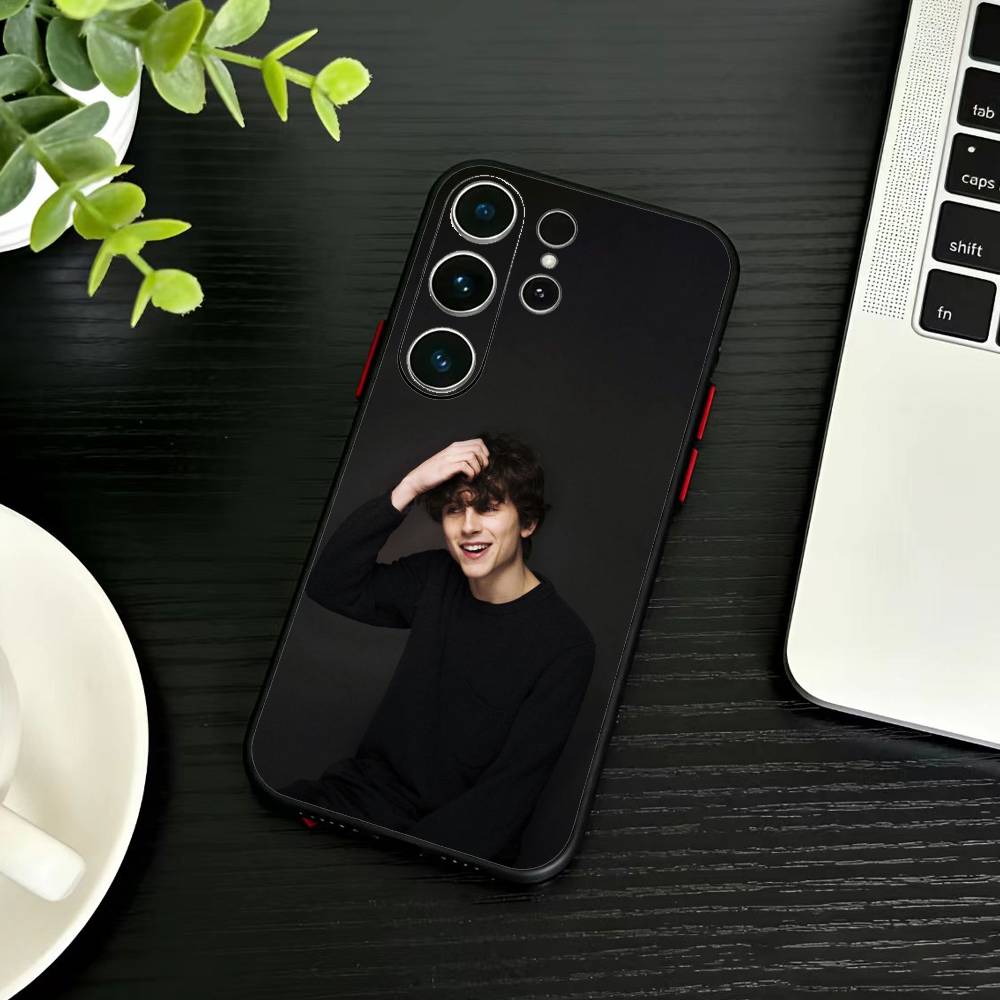 E-Timothee Chalamet Phone Case For Samsung S26,S25,S24,S23,S22,S30,S21,Ultra,Plus,FE 5G Black Soft Cover