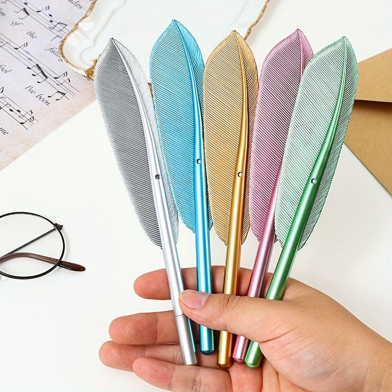 6pcs 0.5 Mm Black, Creative Color Retro Feather Neutral Pen