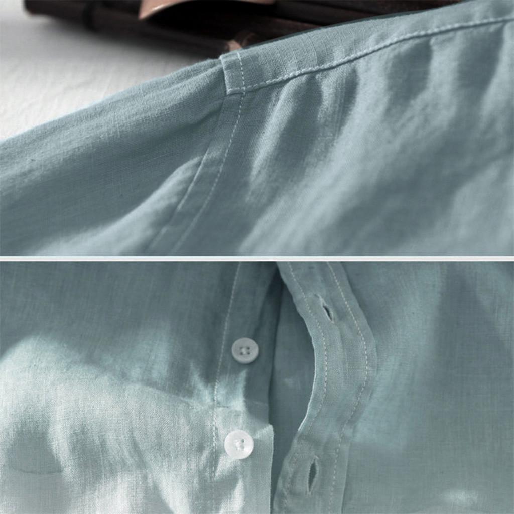 Summer Mens Cool Thin Breathable Lapel Collar Hanging Dyed Gradient Cotton Shirt