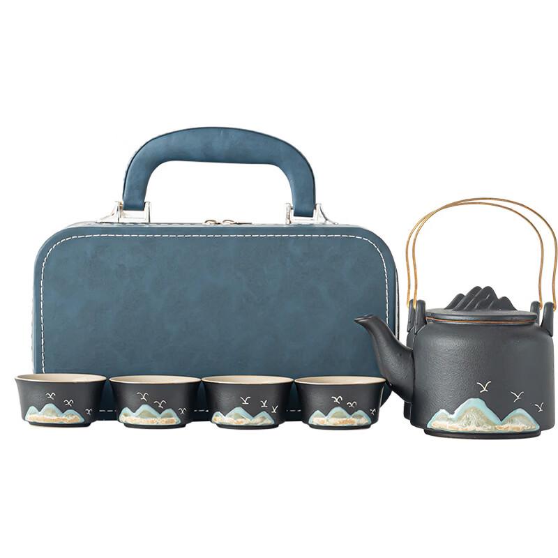 Yi Pan Black Pottery Chinese Teapot Set