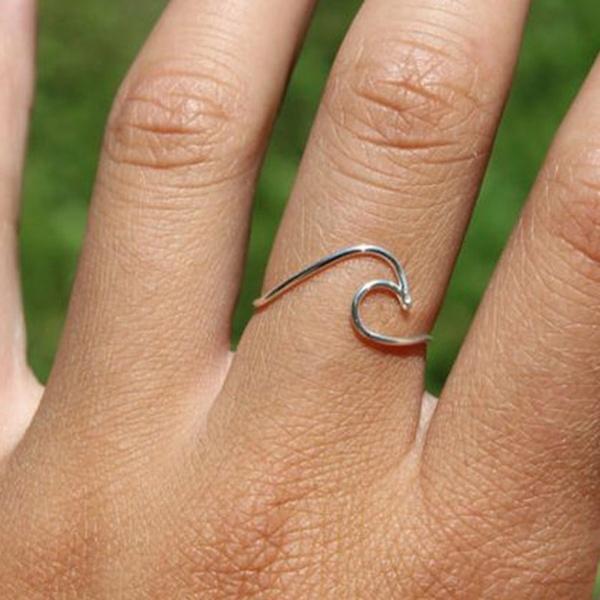 3 Colors/set Finger Rings Newest Fashion Stainless Steel Wave Ring Simple and Stylish Wave Ring Tita