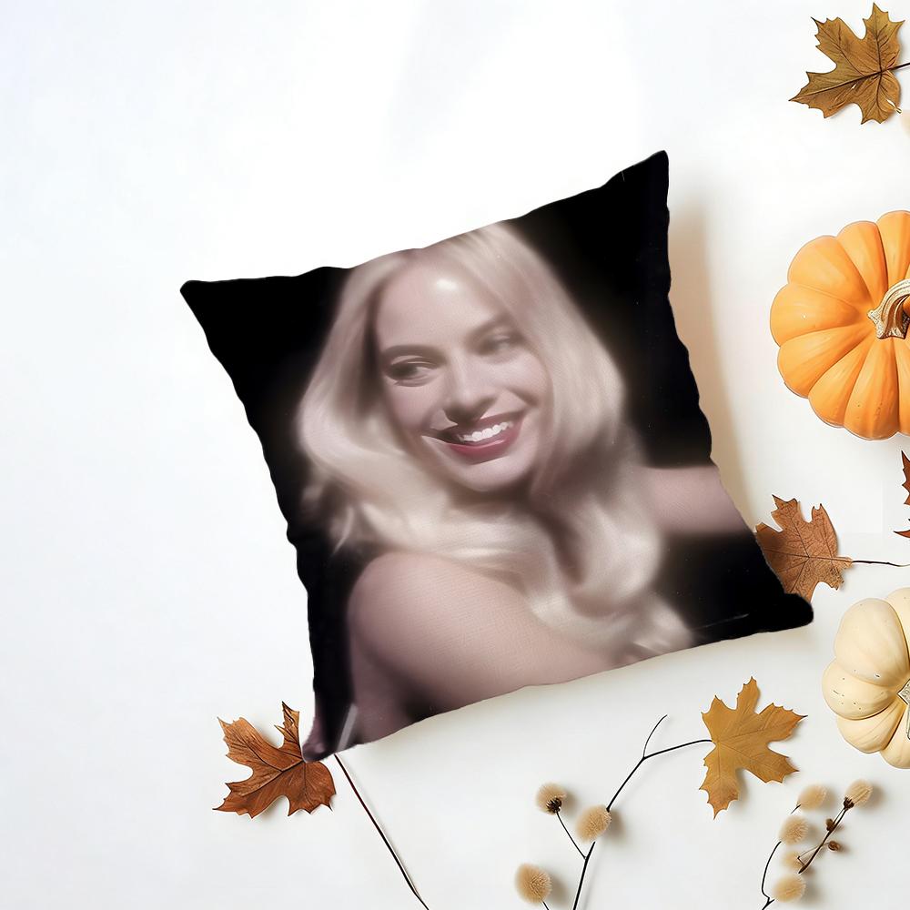 MMargot Robbie Cushion Cover Washable Linen Pillowcase Soft  for Daily Sofa Bed Home Room Decor