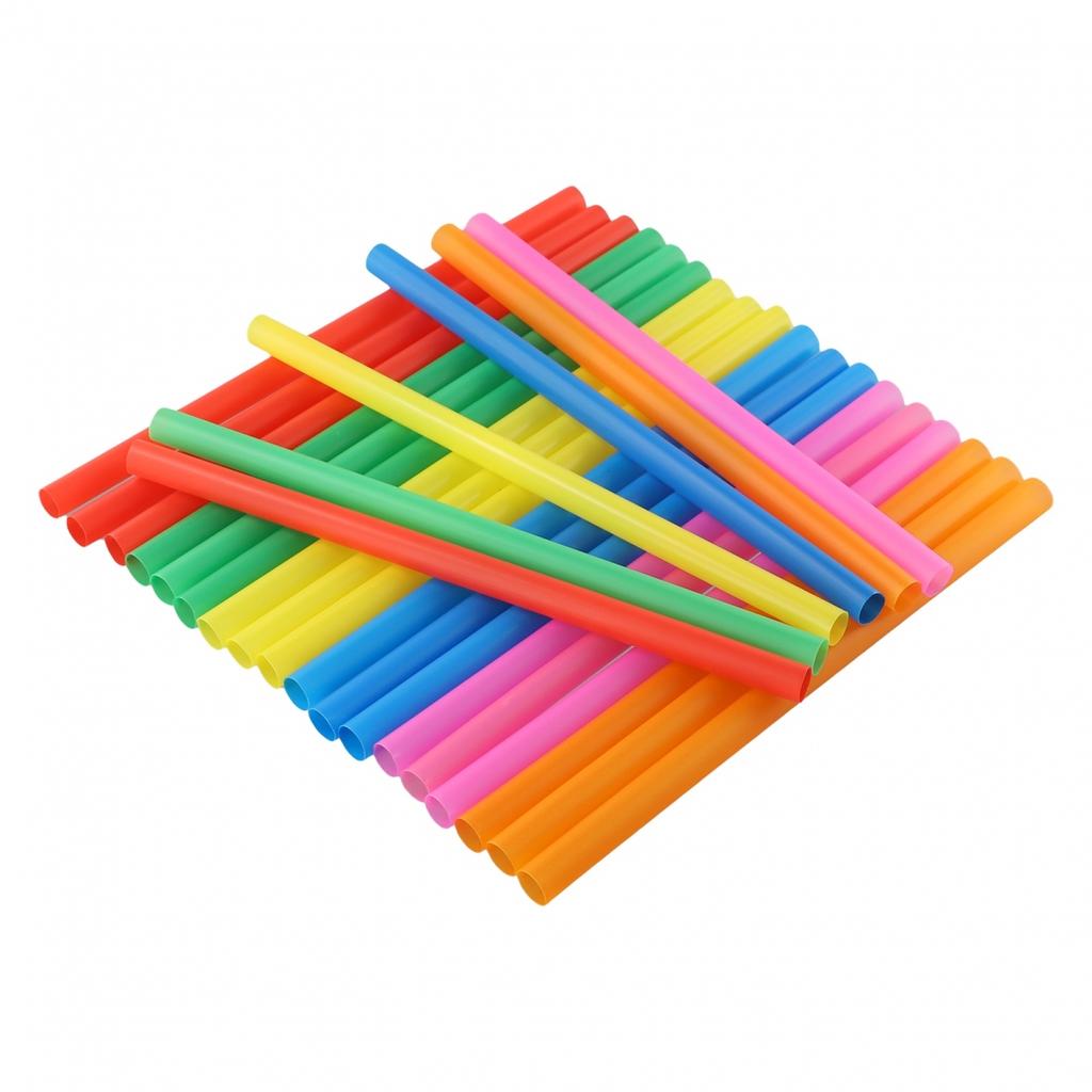 Colorful Straws Drinking Smoothie Flat End Multi Color Oversized