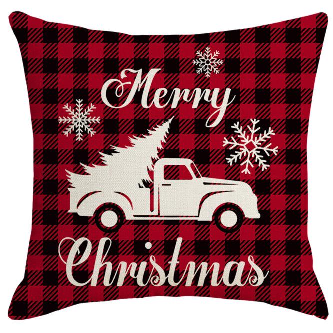 New Black and Red Plaid Elk Christmas Festive Pillowcase Christmas Tree Car Cushion Cover