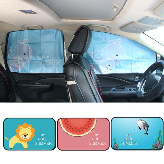 Cartoon Sun-Protect Car Side Back Window Sunshade Summer Magnetic Shield Curtain