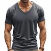 Herren T-Shirt mit V-Ausschnitt, lässig, Slim Fit, kurzärmelig, weich, leicht, einfarbig