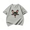 Kids Cotton T Shirt Adorable French Bulldog Zipper Print Crew Neck Short Sleeve Tee Casual Boys Girls Summer Tops